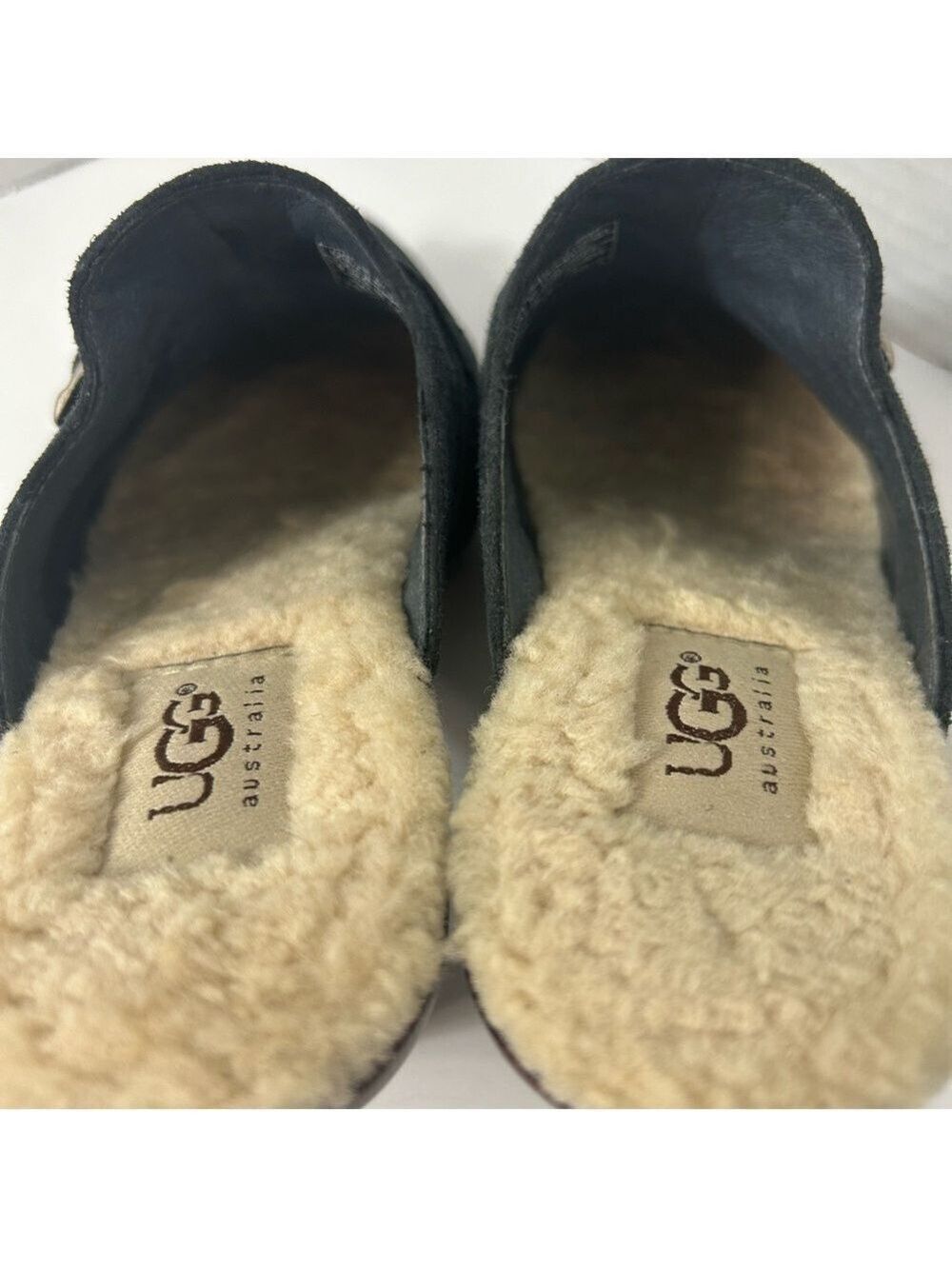 UGG Women’s Clogs 5 Suede Blue 3.5 UK 36 EU Heeled Sheepkin Lined - Picture 7 of 8